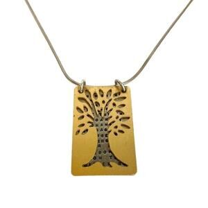 Kathy Bransfield Necklace Serenity Prayer Sterling Silver 22K Gold Tree Of Life